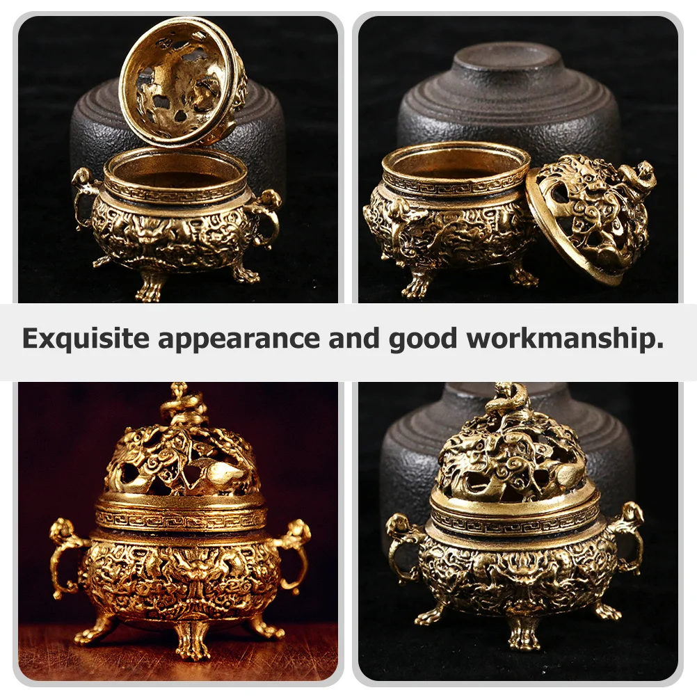 

Mini Incense Burner Brass Censer Home Supplies Vintage Design Exquisite Craftsmanship Study Bedroom Sauna Aromatherapy Decor