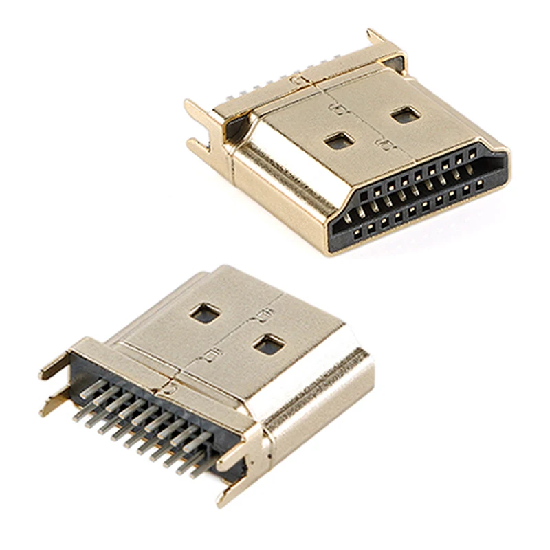5 szt. 19-pinowe męskie złącze HDMI, pozłacane, 2 rzędy pinów, rozstaw 19 pinów 1,6 mm, do gniazda sprzętu HD