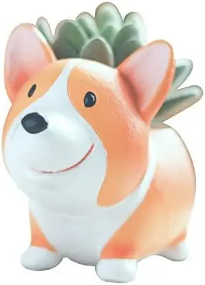 

Corgi Planters for Succulents Small Flowerpot Cute Succulent Planter Bonsai Pot Pencil Holder Desk Mini Ornament