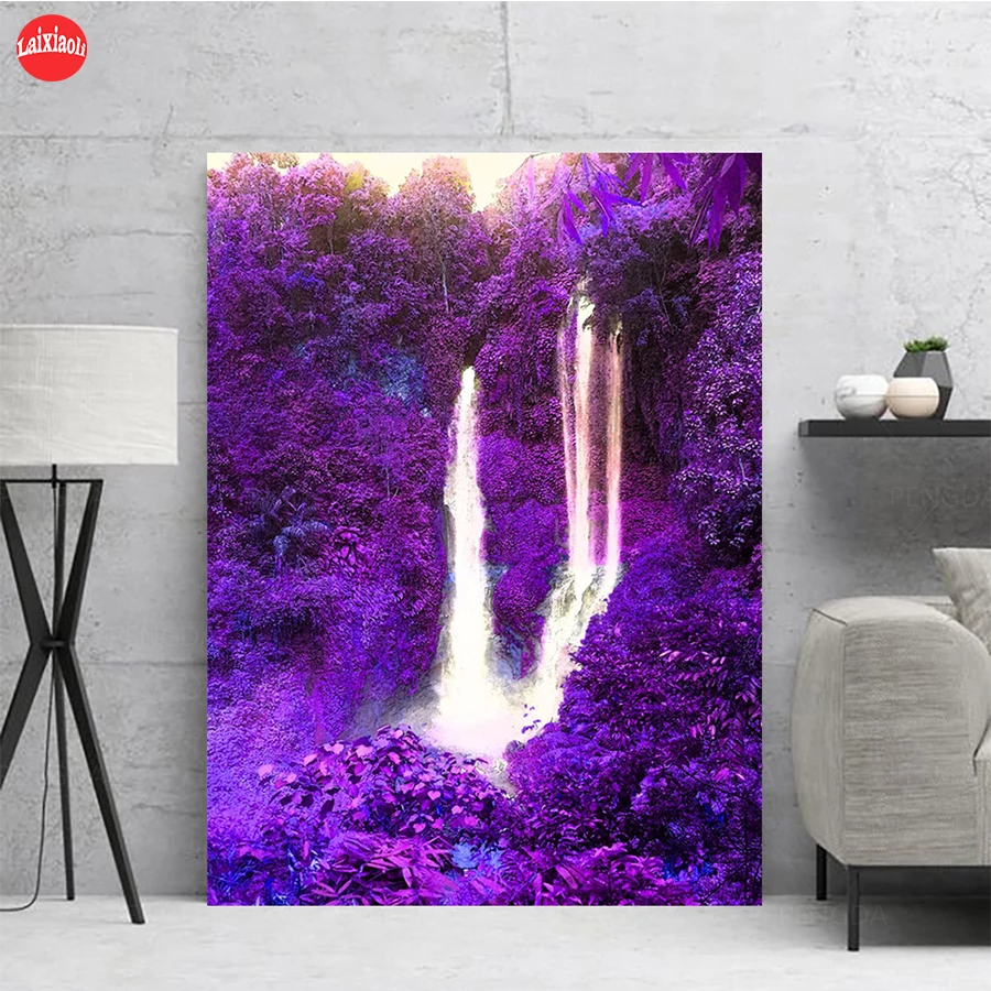 

5D DIY Diamond Painting Natural scenery waterfall, Hot selling home art cross stitch full squareround diamond embroidery mosaic