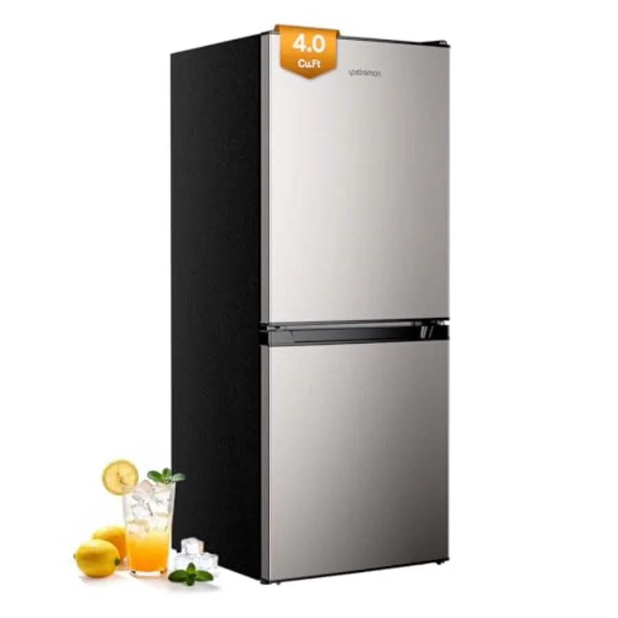 

4.0 Cu.Ft Small Refrigerator with Bottom Freezer Double Door Mini Refrigerator with Freezer Compact Fridge for Kitchen Apartmen