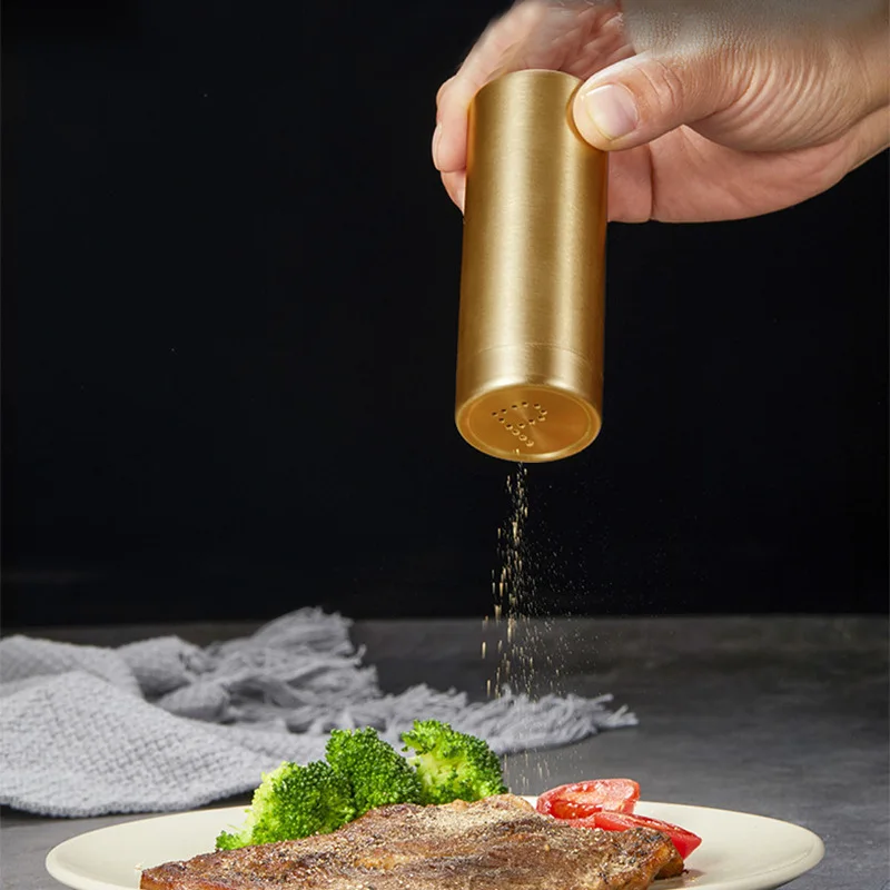 

Шейкер для перца и соли из нержавеющей стали 304, банка для перца, ресторан, ресторан, ресторанный стол в западном стиле, бутылка для приправ, золотая посыпчатая коробка