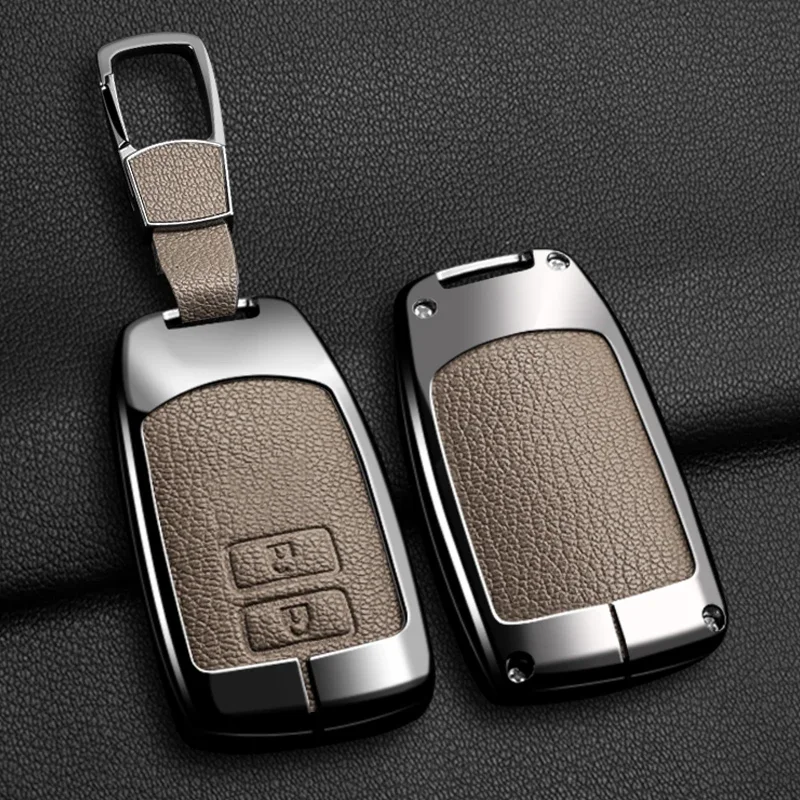 2 3 Buttons Zinc Alloy Leather Car Key Cover Case For Toyota Yaris HAIs 2020 Hiace 200 Sienta Remote Shell FOB Protect Keychain 6