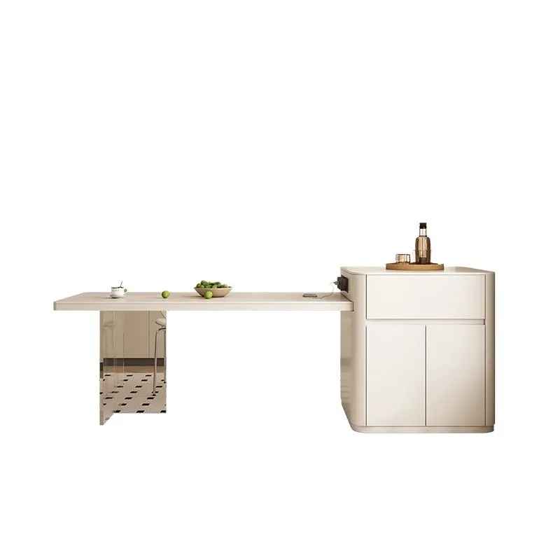 Island rock slab dining table integrated cream suspension household high-end retractable table