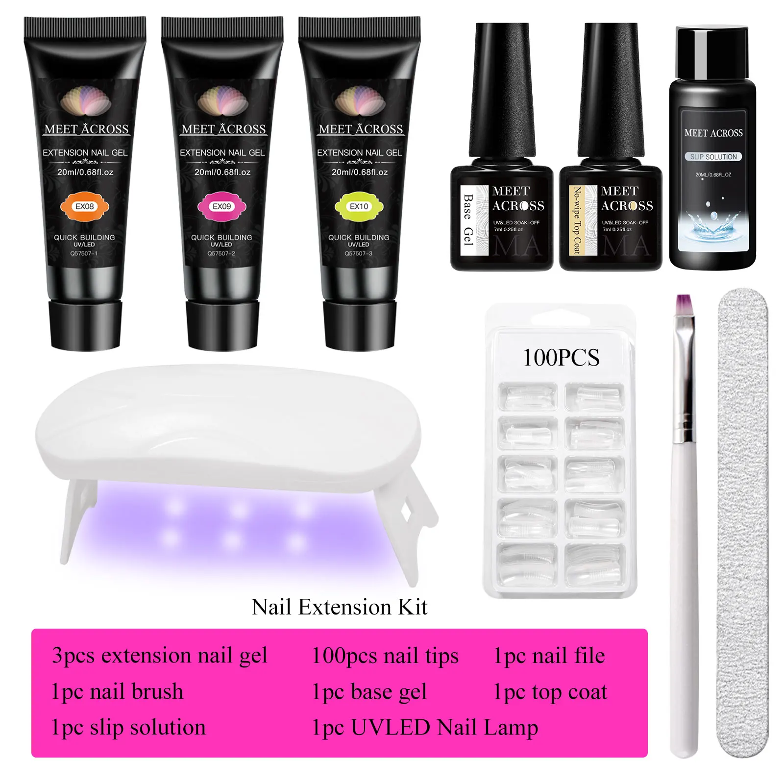 蛍光クイックエクステンションジェルネイルポリッシュセット延長ソークオフジェルキットネイルアートアクリルジェルニスキットセミパーマネントジェル