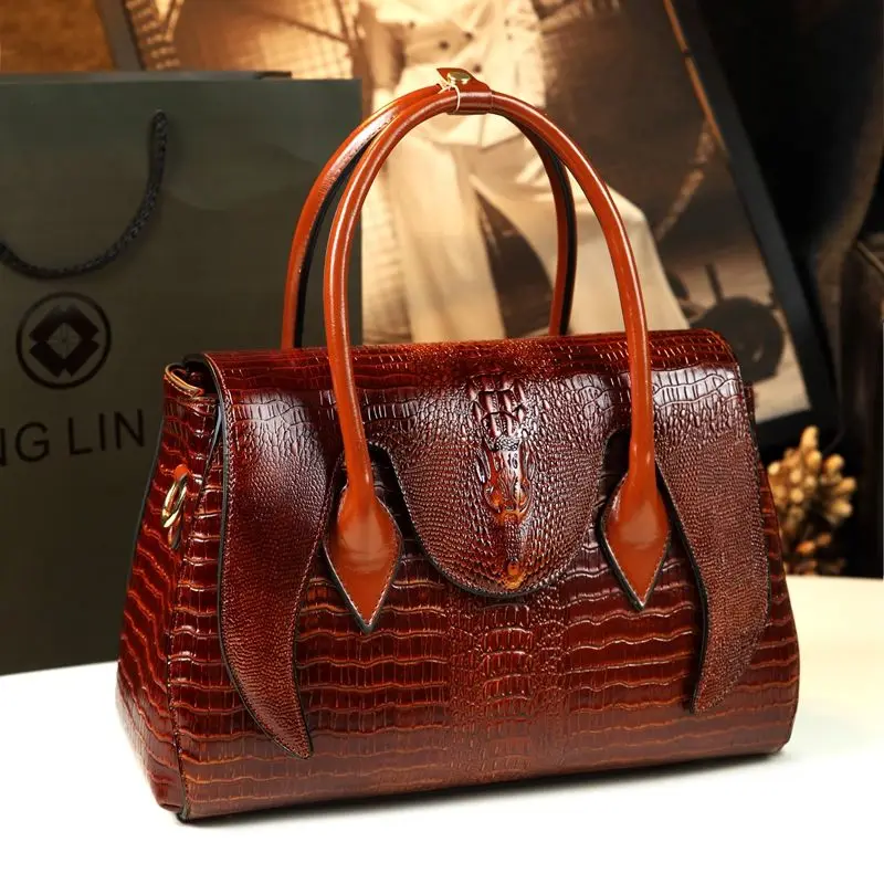 

New Fashion Alligator Women Handbags European Designer Genuine Real Leather Shoulder Bags Female Girl Brand Luxury Crossbody Bag