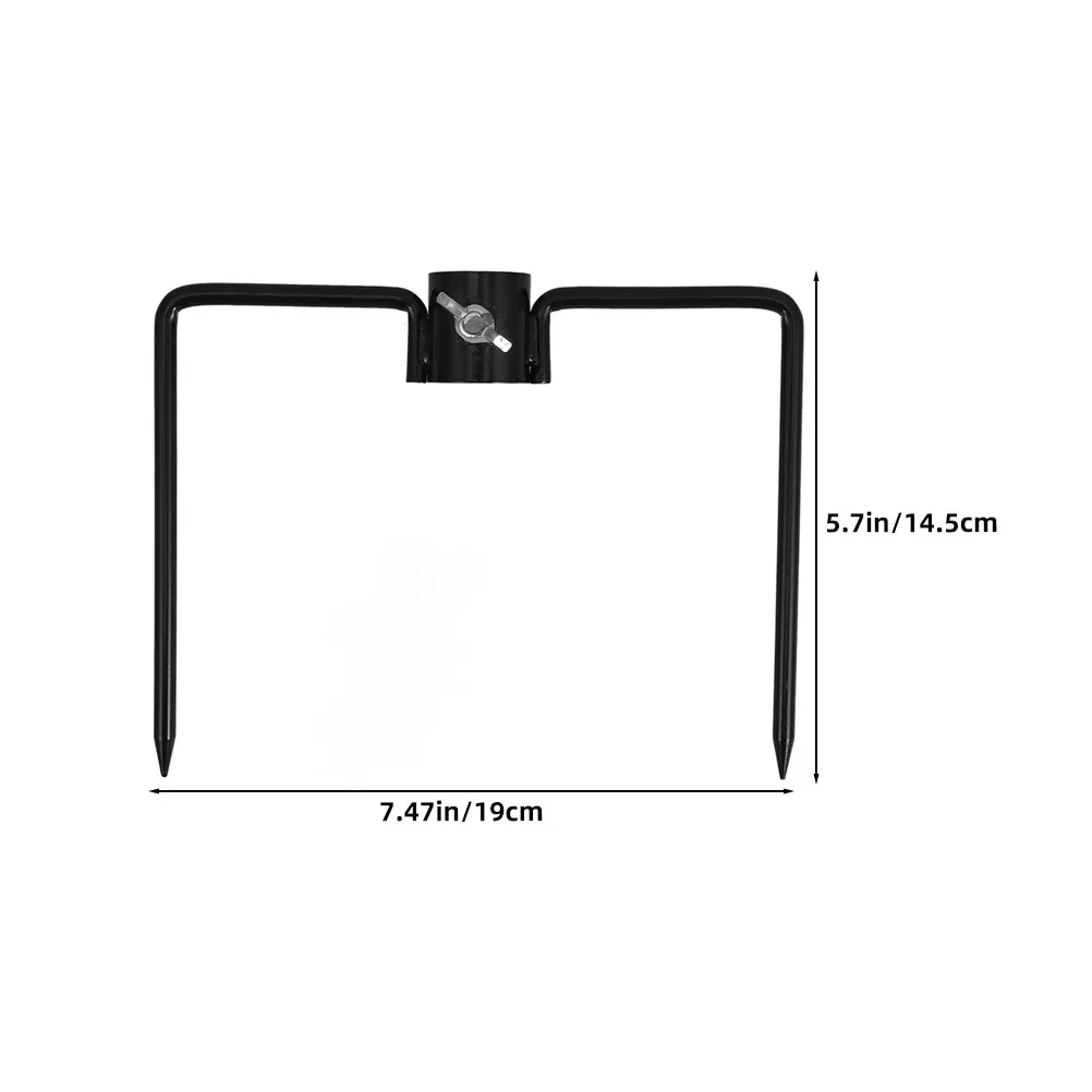 2Pcs Outdoor Ground Flagpole Stake Iron Garden Pole Stabilizer Universal Yard Patio Umbrella Stand Base Weatherproof Anchor