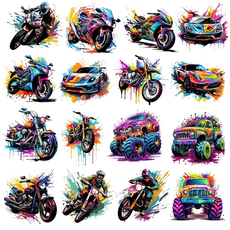 15CM Graffiti Sports Motorcycle Iron Sticker Patch For Clothing children T-shirts DIY Jacket Patch Cool Stickers