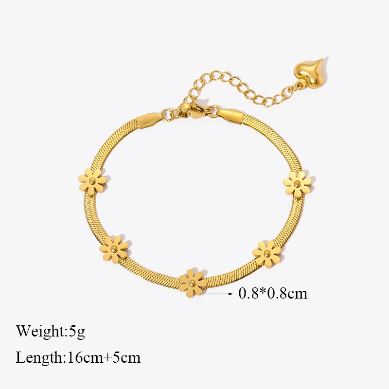 EILIECK 316L Edelstahl Goldfarben Blumen-Halskette Armband Trendy für Frauen Mädchen Neues Party-Geschenk Wasserdichtes Schmuckset – Detail 4