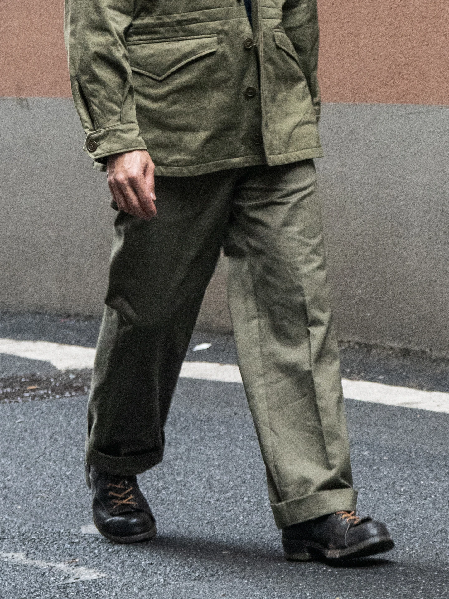 

Red Bronson M43 Men's Olive een Field Pants Loose Straight Leg Cotton Satin Workwear Trousers High Waist Casual Sle