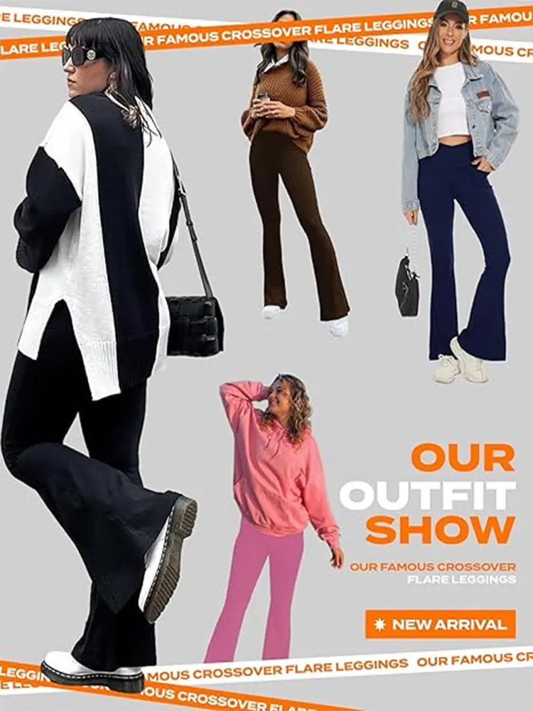 กางเกงขายาวทรงบานเอวสูงแบบครอสโอเวอร์สำหรับฤดูร้อน ให้ความรู้สึกเหมือนไม่ได้ใส่ ช่วยยกกระชับสะโพก ทรงบูทคัท กระชับสัดส่วน กางเกงกีฬา ยีนส์