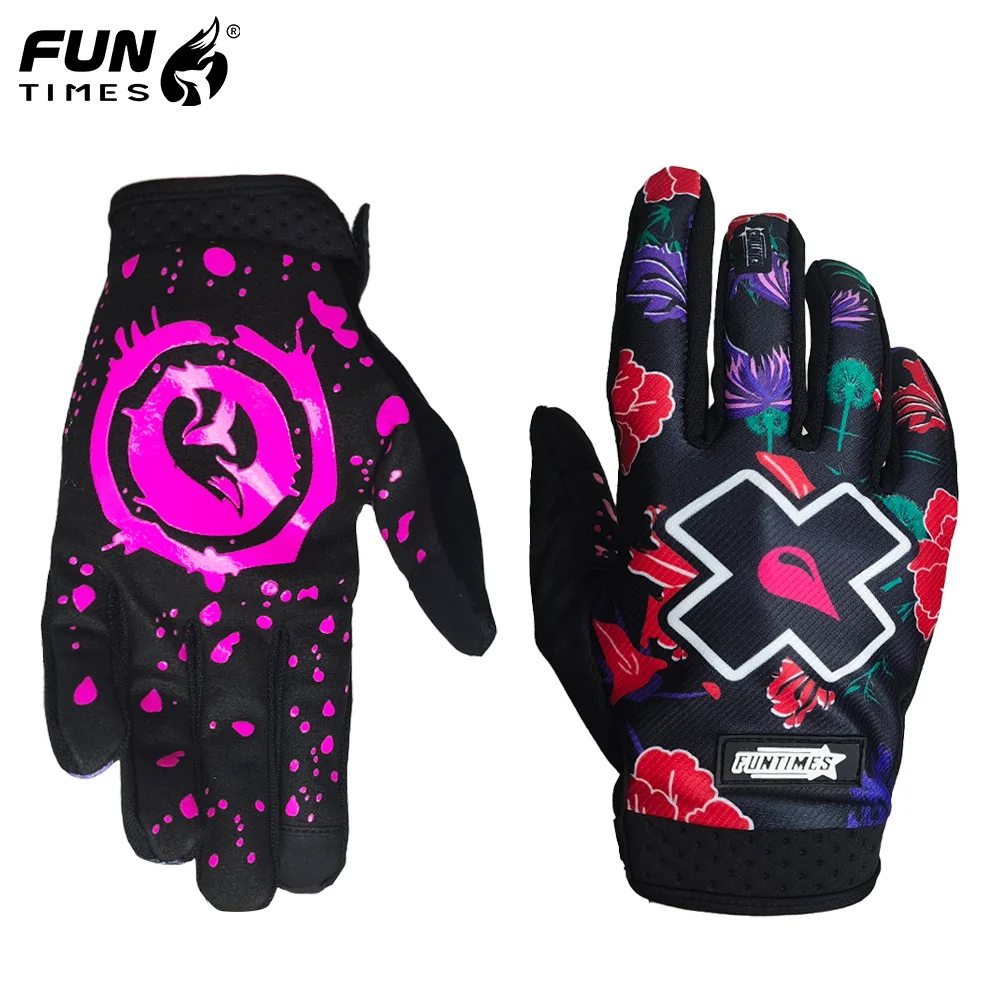 FUNTIMES Colorful Motorcycle Men's Riding Full Finger Gloves with Touchscreen Pattern Design Finger Divided Gloves