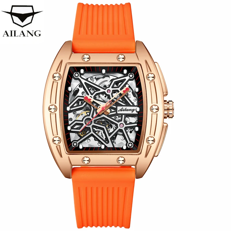 

The new AILANG men's watch hollow luminous high-end wine barrel-shaped men's automatic mechanical watches reloj hombre clock