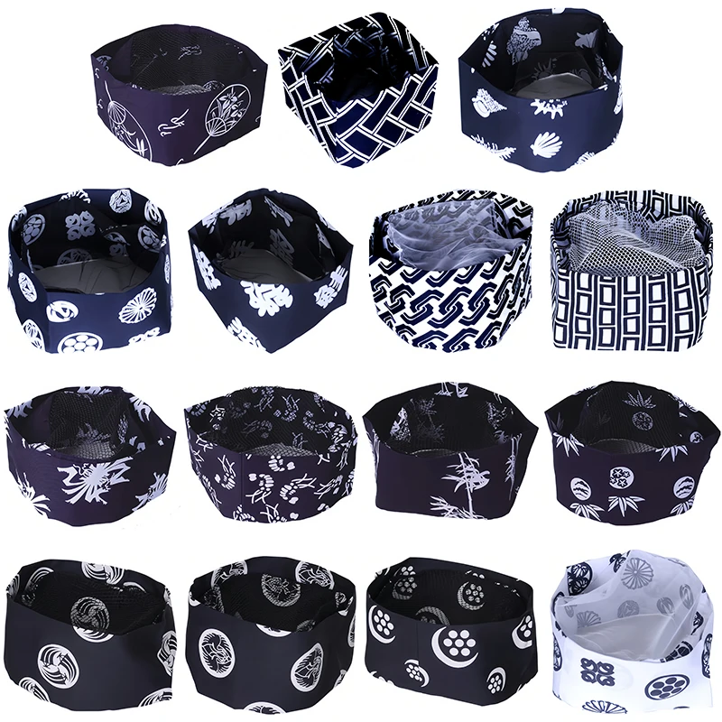 قبعة الطاهي للمطبخ على الطراز الياباني Izakaya Sushi Restaurant Chef Cap للجنسين قابلة للتنفس لتقديم الطعام في الفنادق والنادل قبعة العمل