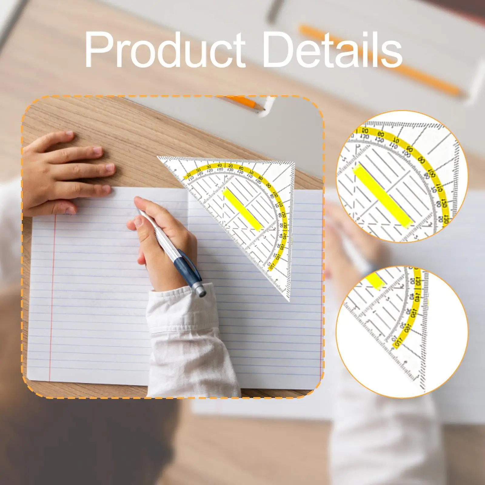 6Pcs Set Square Triangular Ruler Multifunctional Measuring Tool with Yellow for Classroom Home Student