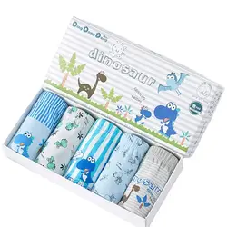 5 Pack/Box Children Panties Cotton Kid Underwear European Style Dinosaur Boys Briefs Knickers Skin-friendly Breathable Boy Panty