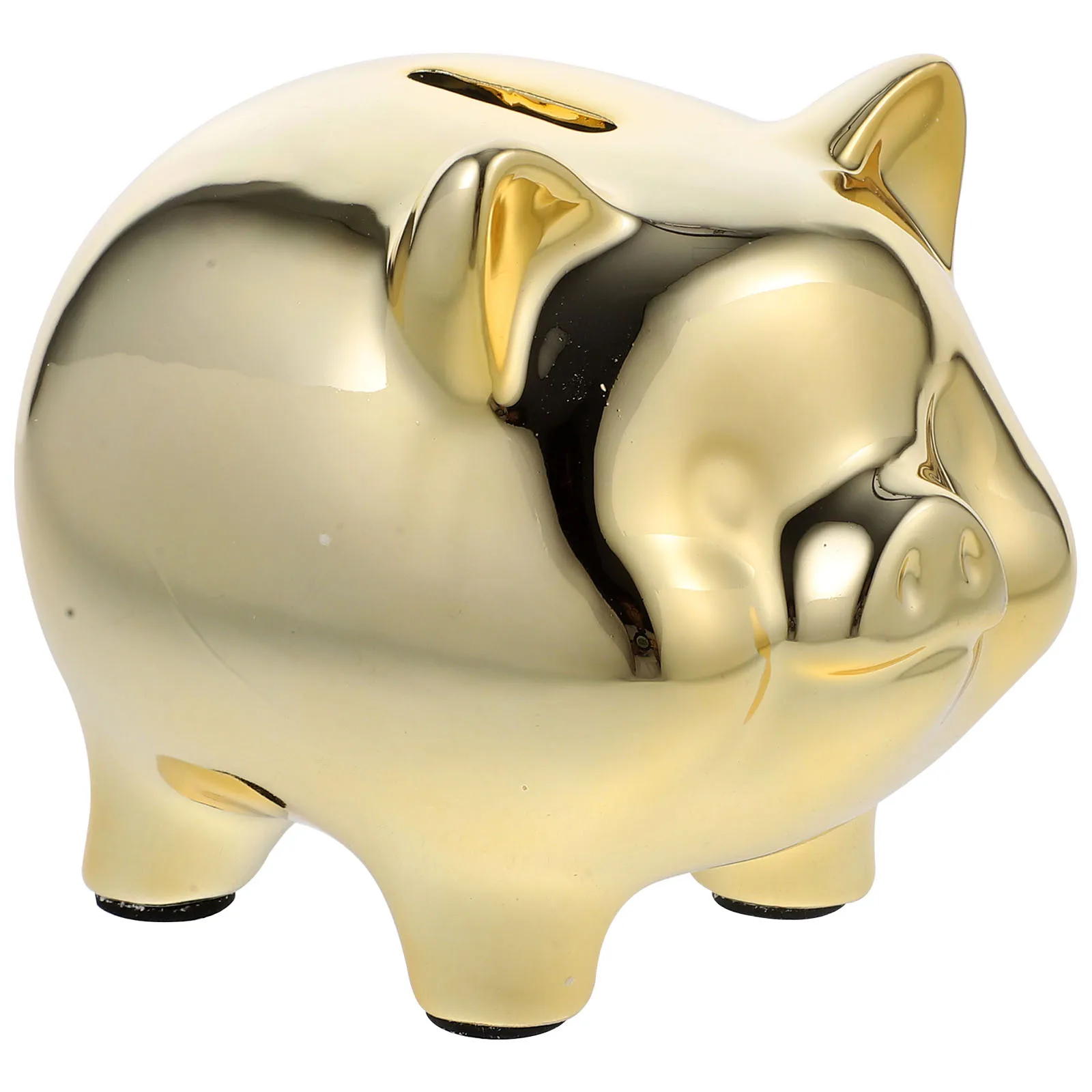 

Ceramic Small Piggy Bank Golden Creative Saving Pot Desktop Decoration Table Ornament Large Coin Organizer Gift for