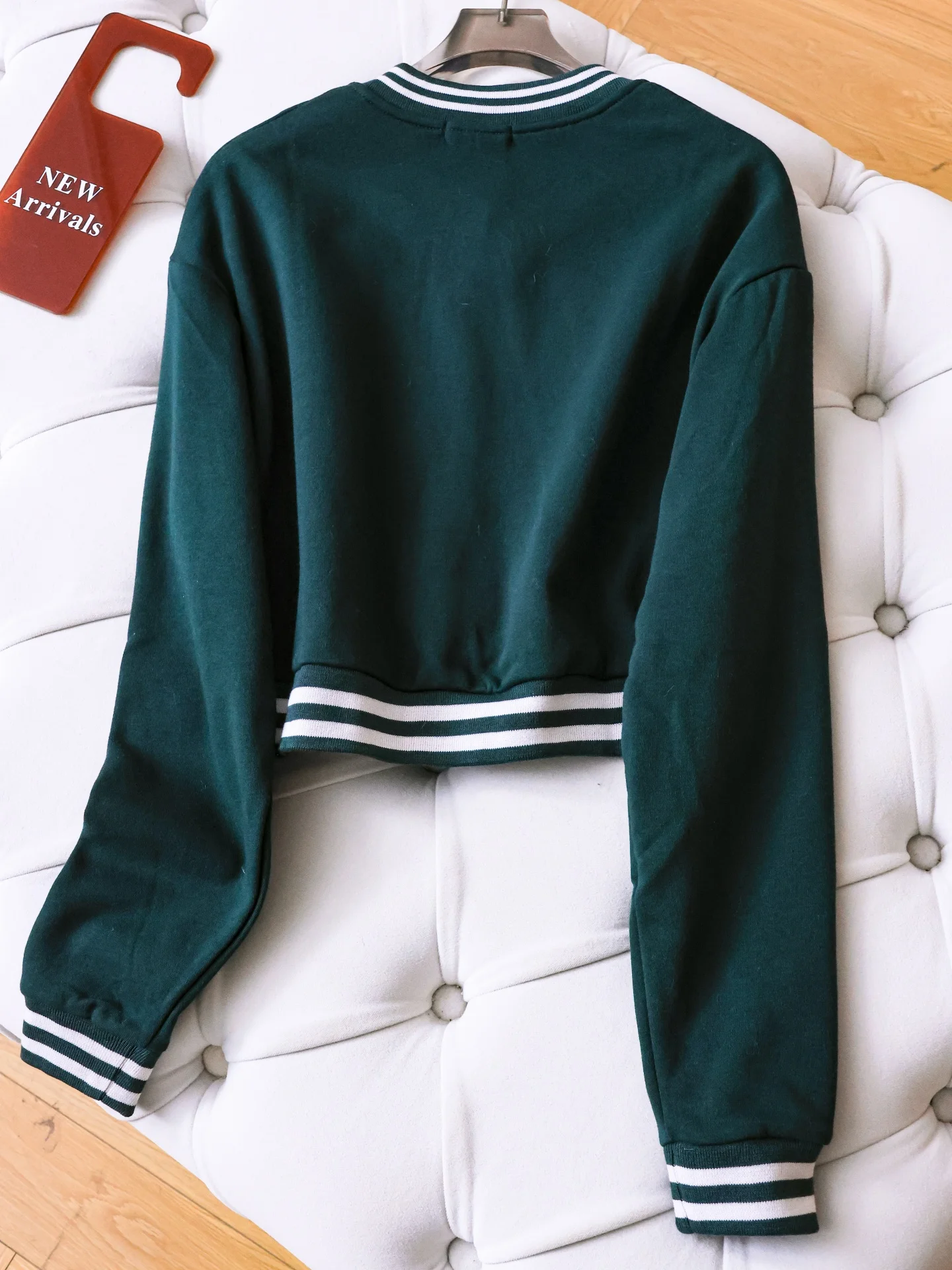 Color Block Stripe V-Neck Loose Slimming Commute Anti-Aging College Style Hoodie Women's Fleece Short Sleeve Long Sleeve Shirt