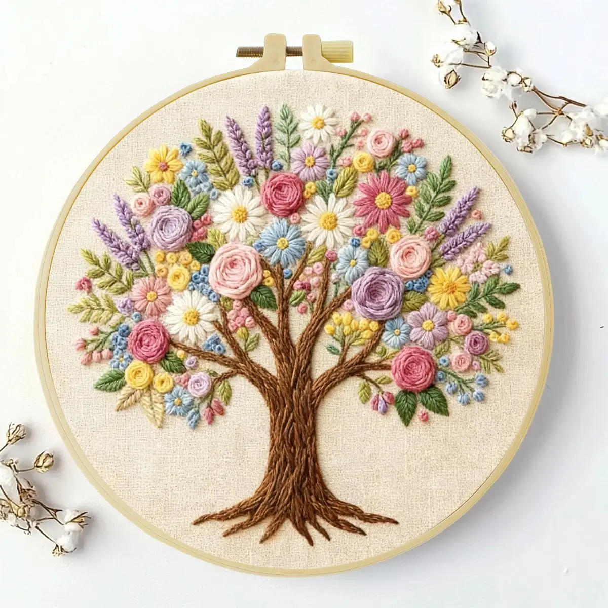 1 Stück 20X20CM/15X15CM 7,87/6,3 Zoll Baum des Lebens Stickerei Starter-Kit DIY-Kit DIY-Stickerei-Set Handarbeiten Nähkunst – Detail 2