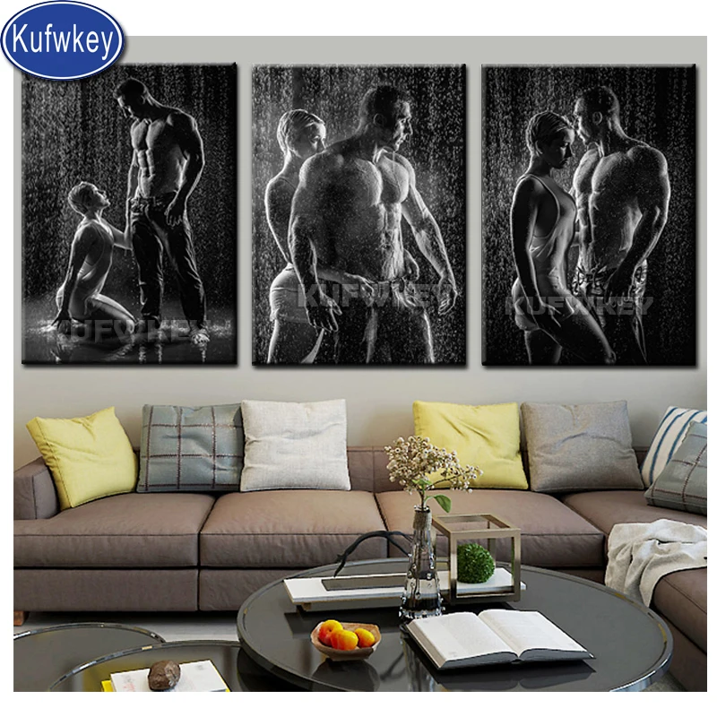 

3pcs/set diamond painting"black and white lover"mosaic canvas painting diamond embroidery sexy pictures for Couple room decor