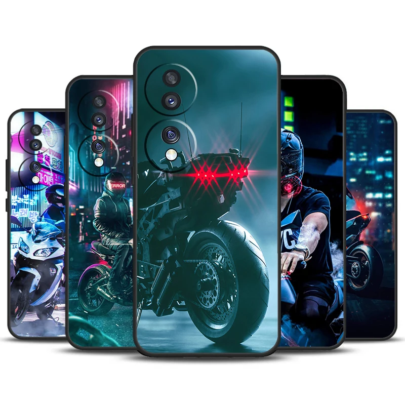 Neon Motorcycle Biker Case For Honor Magic 6 Pro Magic 5 Lite 50 70 90 Lite X6 X7 X8 X9 X6a X7a X8a X9a X8b X9b