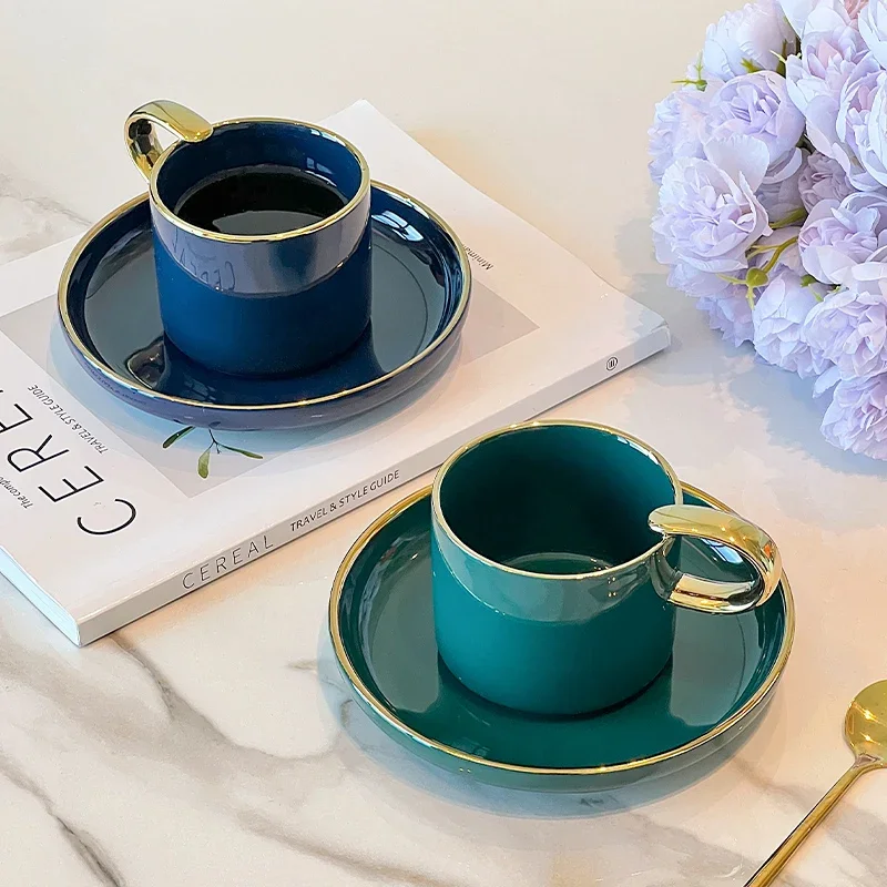 

Mugs Hotel Coffee Cup Exquisite Mug Dish Ceramic Drinking Cup with Spoon Office Breakfast Cups Couple's Cups Companion Gift
