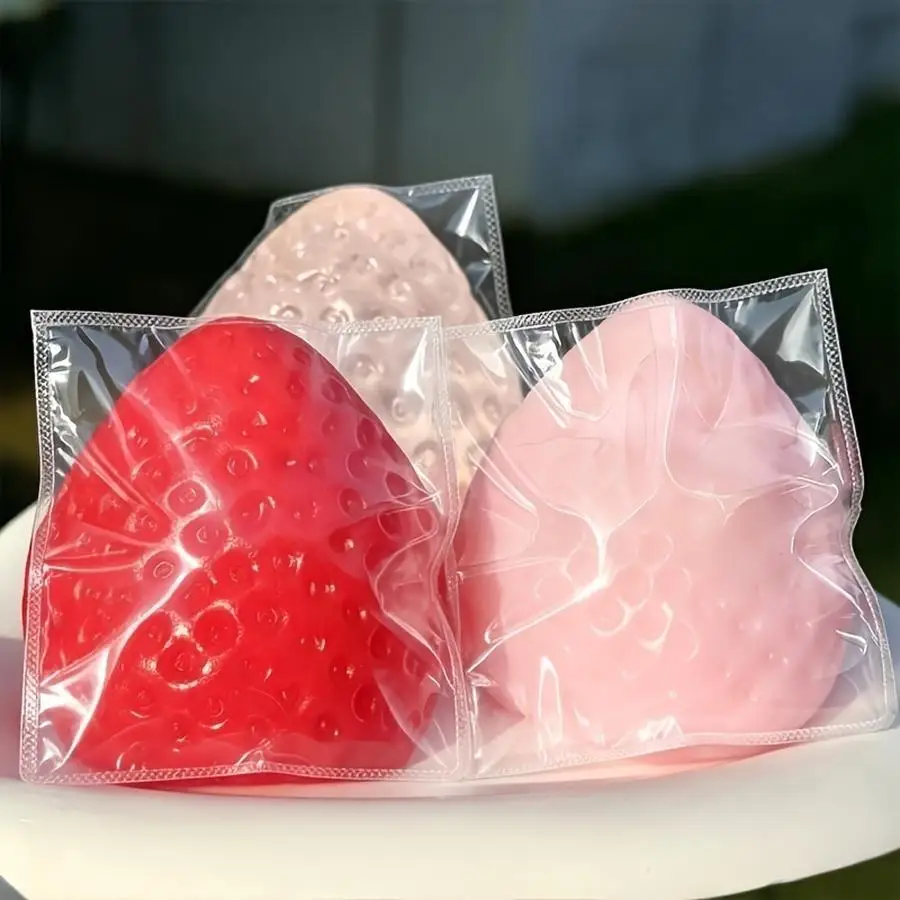 1/5/10/20/50/100pcs Squishy Relax Strawberry, Cute Strawberry Squeezing, Adorable Sticky Relaxation, Transparent Relaxation Supp