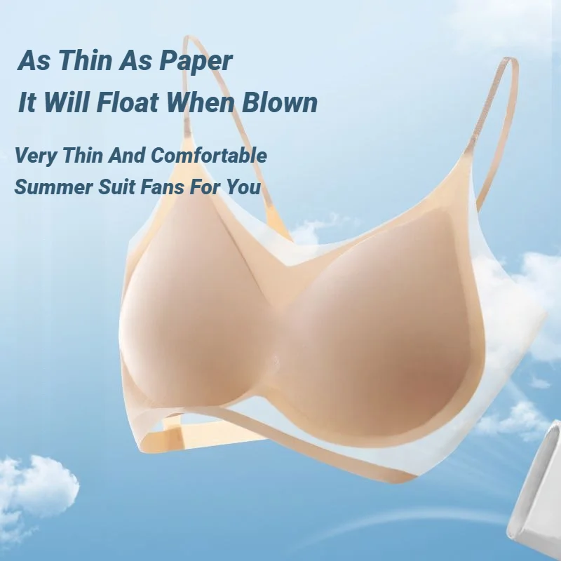 Ice Silk Seamless Halter Bra for Women, Ultra-Thin Breathable Cooling Wrap Vest, Comfort Small Bust Summer Lingerie 089