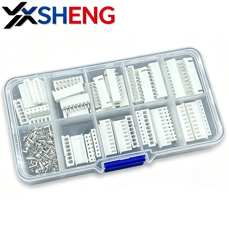 260PCS/Box Set XH2.54 Terminals Plastic Shell Male Female Plug Socket 6/7/8/9/10 Pin Wire Connector XH 2.54 6P 7P 8P 9P 10P KIT