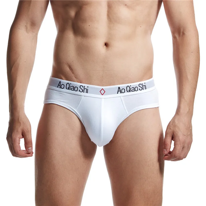 Men\'s U Convex Pouch Brief Pants Solid Color Low Waist Sexy U Convex Double Layer Underwear Cotton Comfortable Thick Size Tangas