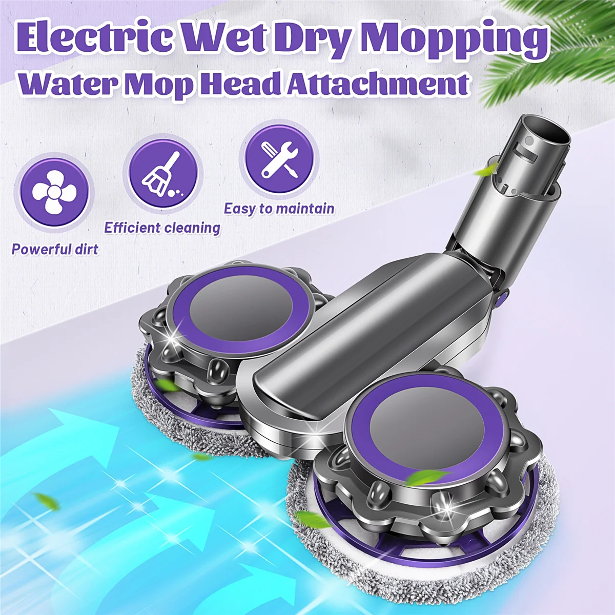 Electric Wet Dry Mopping Water Mop Head Attachment Compatible for Dyson Vacuum Cleaner V6 Dc58/Dc59/Dc62 Model