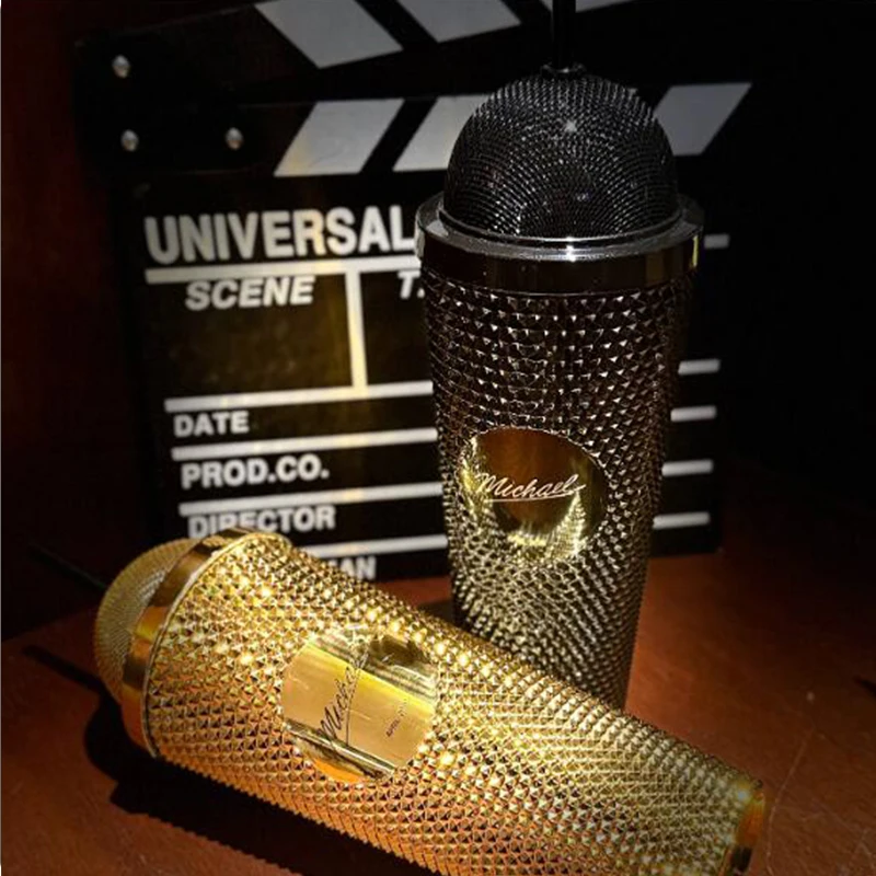 Gobelet à eau officiel Michael Jackson en forme de micro, texture noire, avec paille, pour adultes, fans de musique et collectionneurs