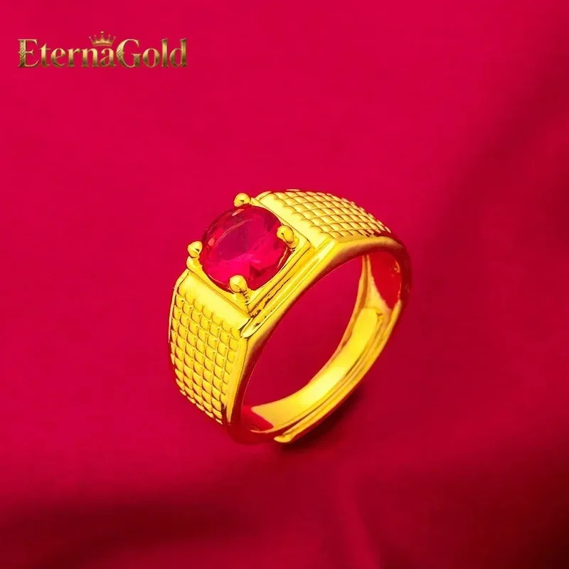 

EternaGold 24K gold men opening ring AU999 full gold, Chinese style outfits to show oriental charm