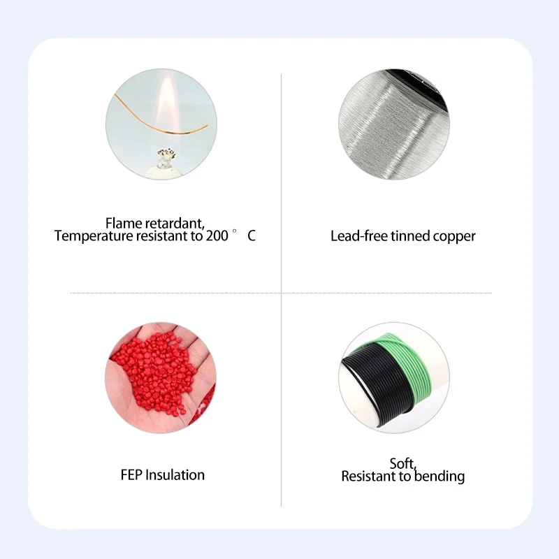 10m 10064 Electronic Wire 40 36 34 32 30 28 26AWG Micro Wire DIY Soldering FEP Insulation Tinned Copper Ultra Fine Cable