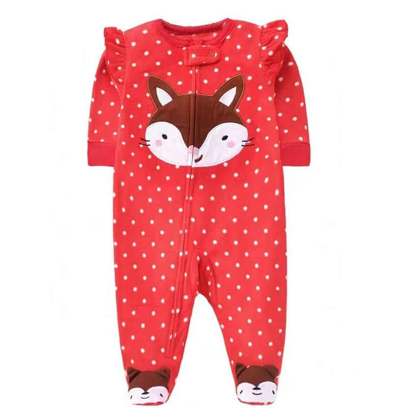 Footed Warm Baby Rompers 2023 Fall Winter Cute Animal Micro Polar Fleece Hot Baby Pajamas Infant jumpsuits Sleepwear 0/3-12M