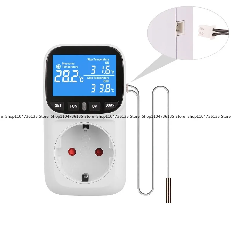 European standard back blue light temperature control socket, switch, countdown fish tank greenhouse constant temperature socket