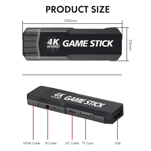 Imagen 2 del producto GD10 Game Stick 4K HD 128G 40000 juegos Retro consola de videojuegos reproductor de juegos con controladores inalámbricos para PSP PS1 GBA regalo para niños