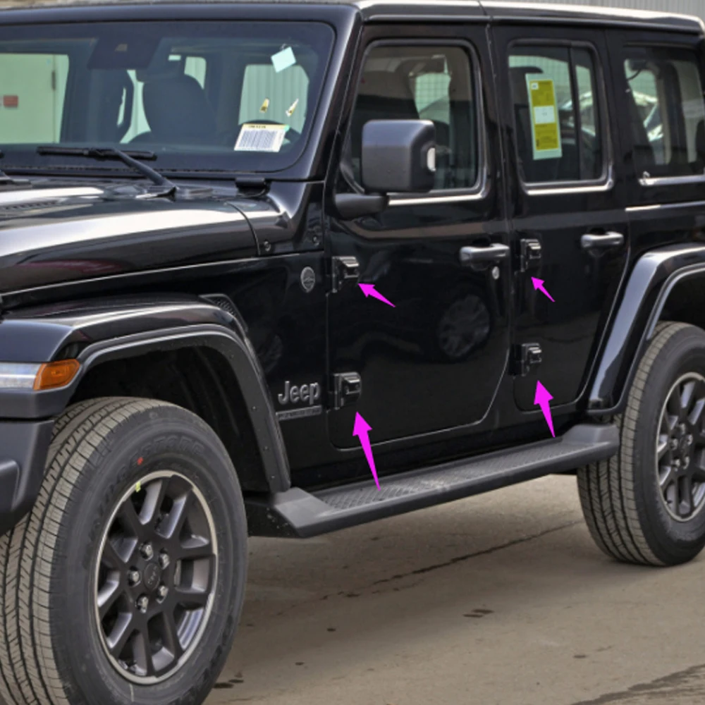 Lantsun  JL1237 Hinge Original Door Aluminum Alloy Door Hinge Cover Trim for Jeep for Wrangler JL2018+, 1-kit 8pc