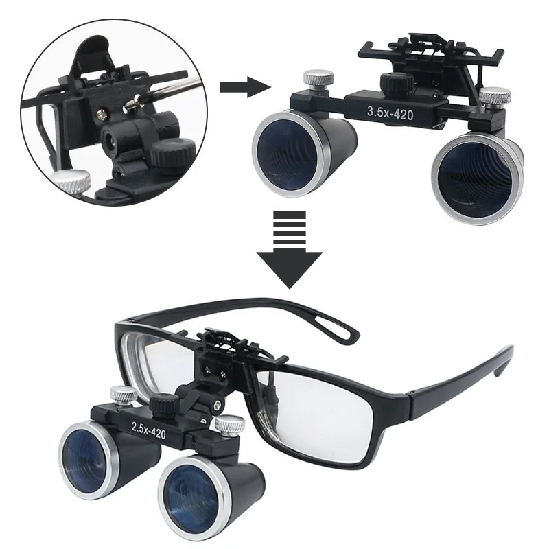 3.5X 420mm Dental Loupes Medical Binoculars Magnifier Surgical Magnifying Glass Lupa with Professional 5W Spotlight Head Light