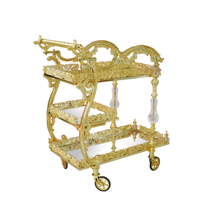 

Italian Design Light Golden Trolley for Luxury Wedding Dining Hotel Art Decor Modern for Living Room Kitchen Use for Families