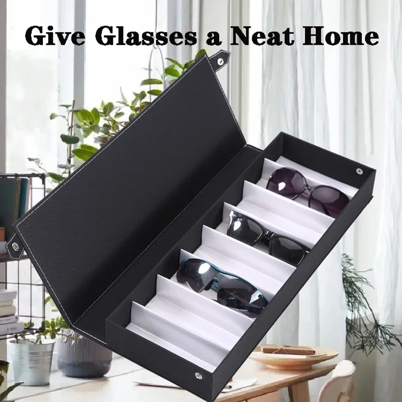 

High Quality Glasses Case 8 Slot Grids Eyeglass Sunglasses Glasses Storage Display Grid Stand Case Box Holder Glasses Organizer