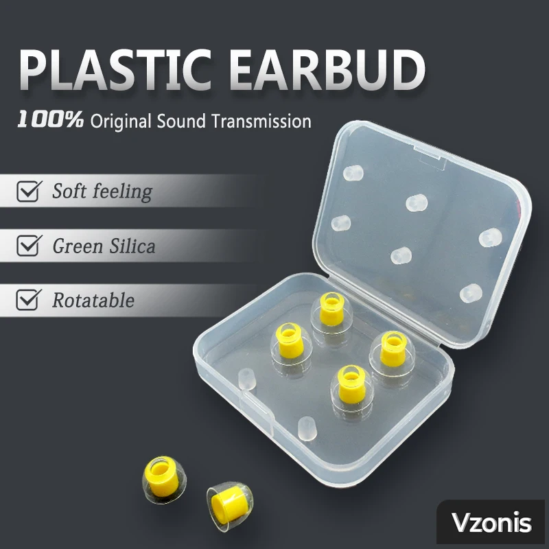 Vzinos Liquid silicone transparent in ear earphone ear tips, anti slip soft elastic universal soundproof cover