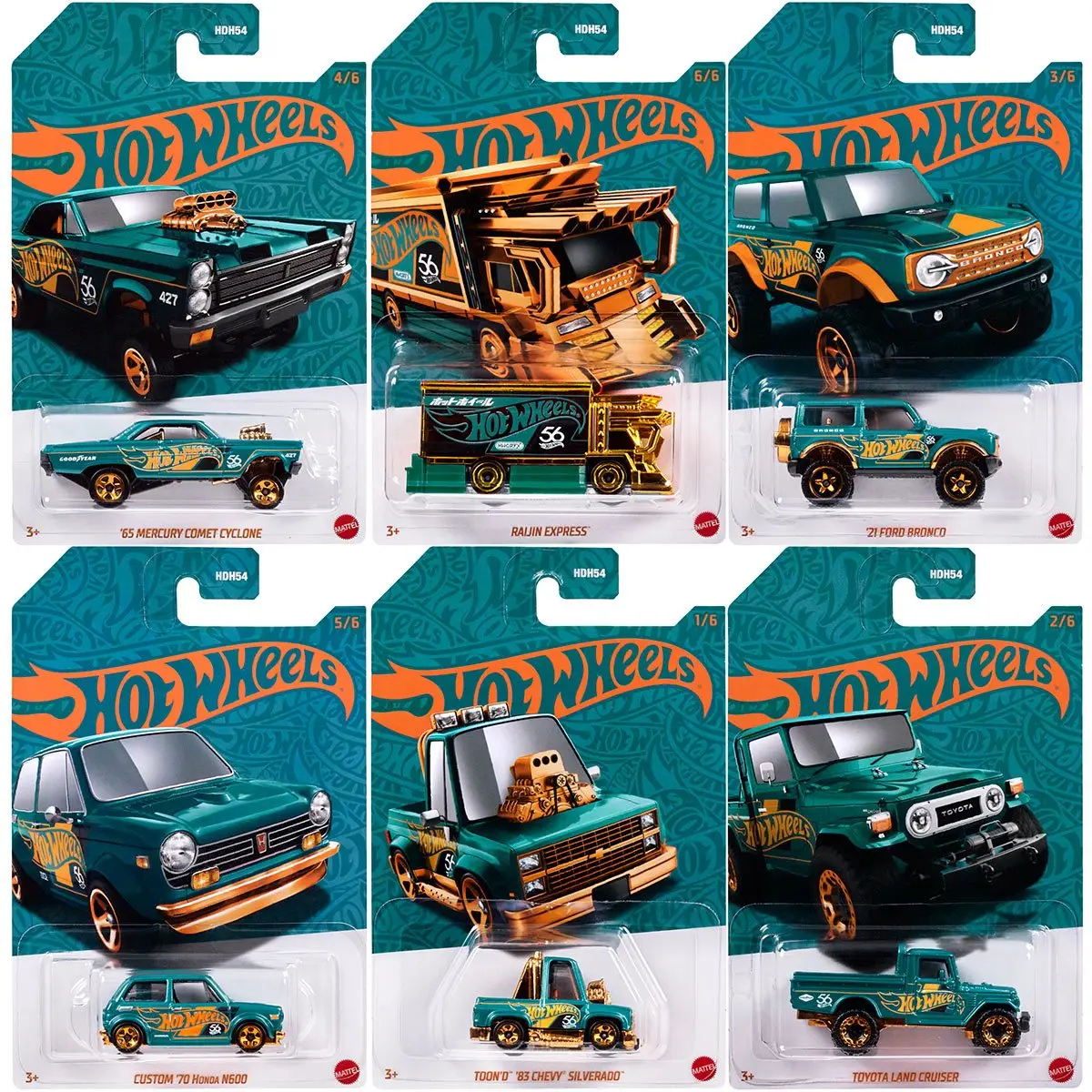 

Автомобили Hot Wheels 56th Raijin Express 20 Toyota GR Supra Custom 77 Dodge Van 1/64 металлические Литые модели игрушечных автомобилей HDH54