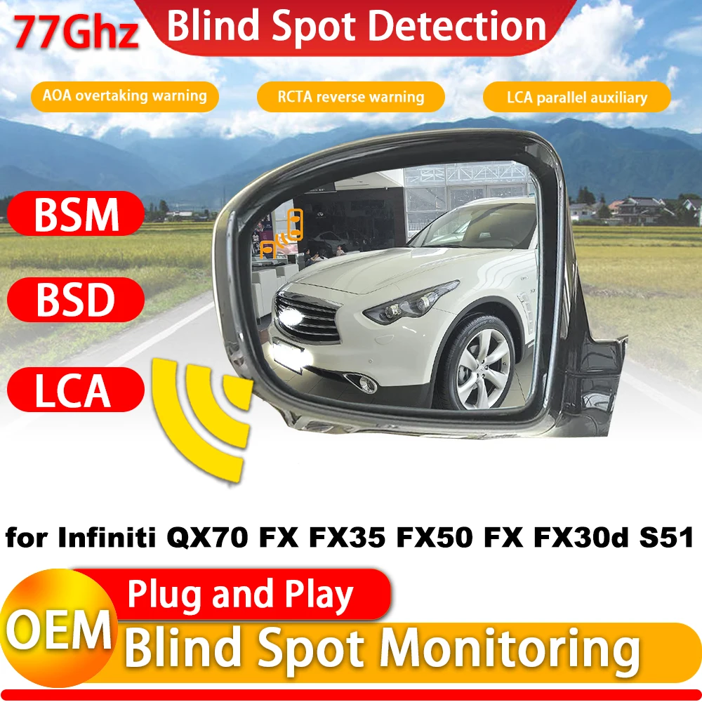 for Infiniti QX70 FX FX35 FX50 FX FX30d S51 2009-2019 Blind Spot Warning Intervention Detection BSW BSI BSD System 77Ghz Radar