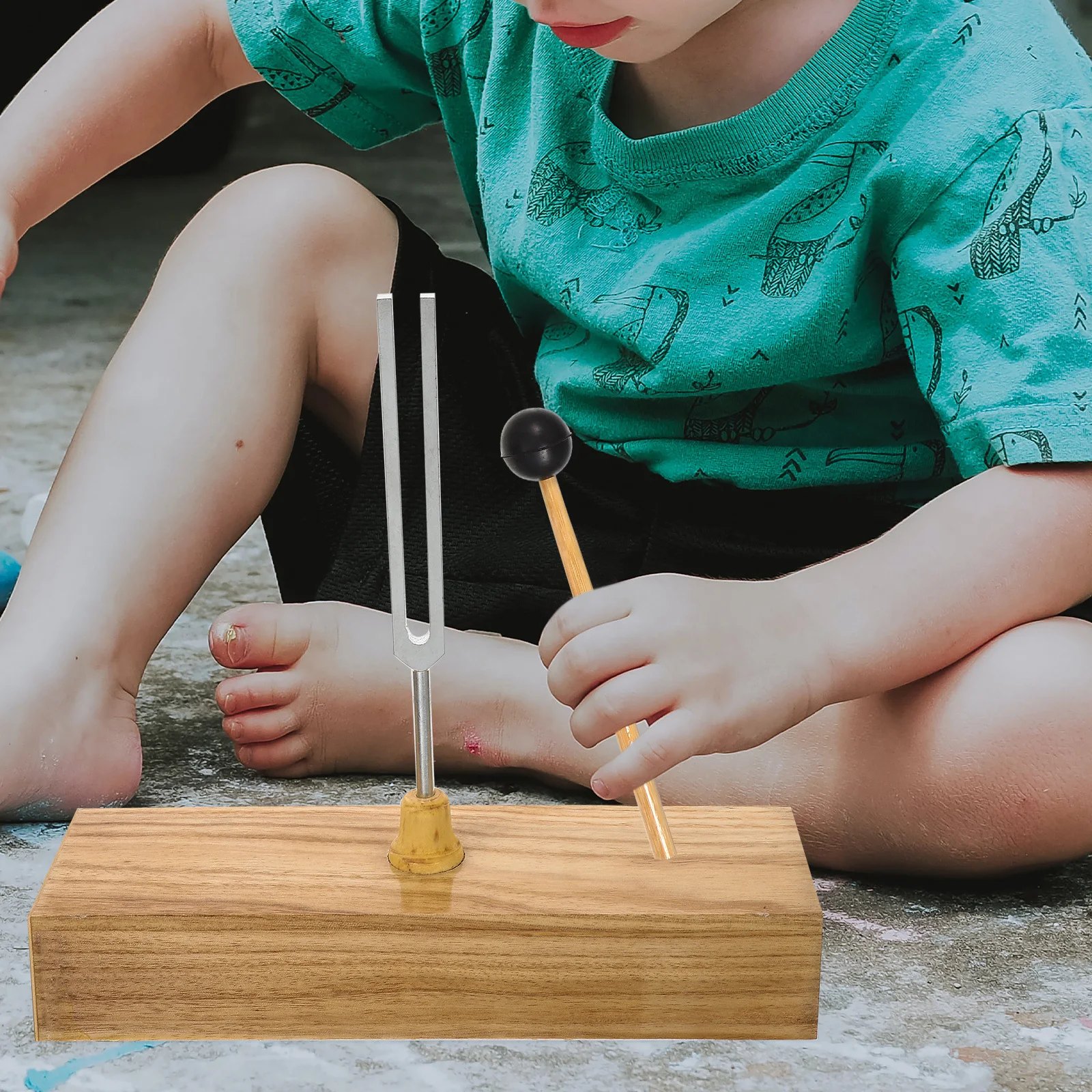 

1 Set Resonance Tuning Fork In Wooden Base For Physics Experiment With Hammer Educational Vibration Testing Tool Metal Acoustic