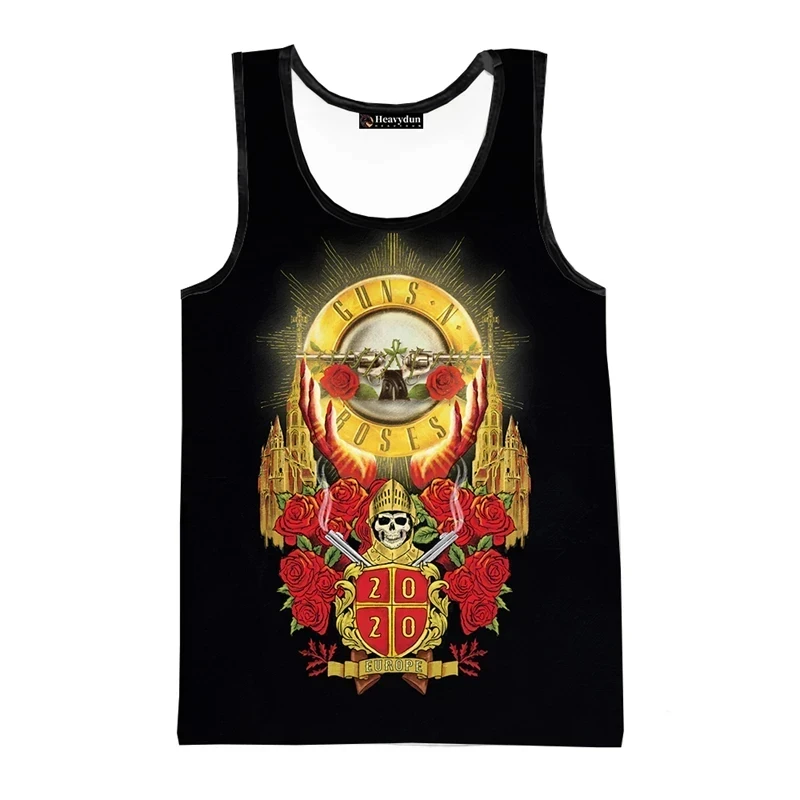 Popular Rock Band Men's Tank Top Classic Guns And Roses Sleeveless Shirt Hip Hop Trend Harajuku Man Vest Summer Unisex Loose Tee - Image 2