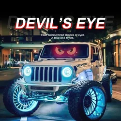 2pcs Car LED Decorative Light Devil Eye USB Red Strobe Plug-in Devil's Eye Atmosphere Lamp Rear Warning Lamp for Car Windshield