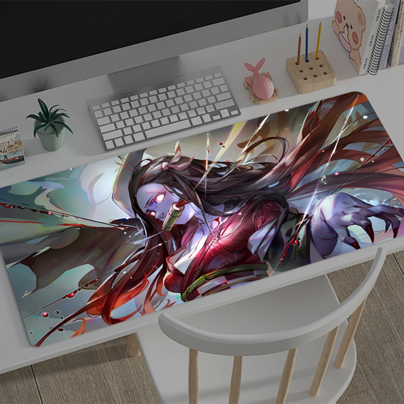 Mousepad Large Demon Slayer Gaming Keyboard Gamer Non-Slip Mouse Pad on The Table Desk Mat coaster Anime PC carpet Mouse Mats