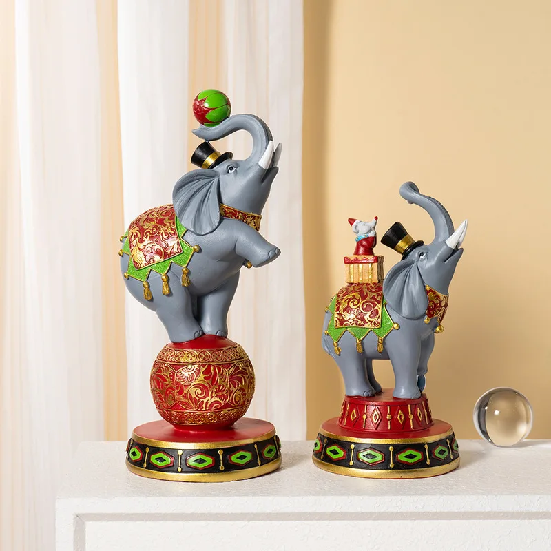Cross-Border New Product Circus Elephant Creative Ornament Home Living Room TV Cabinet Entrance High-End Decorative Craft