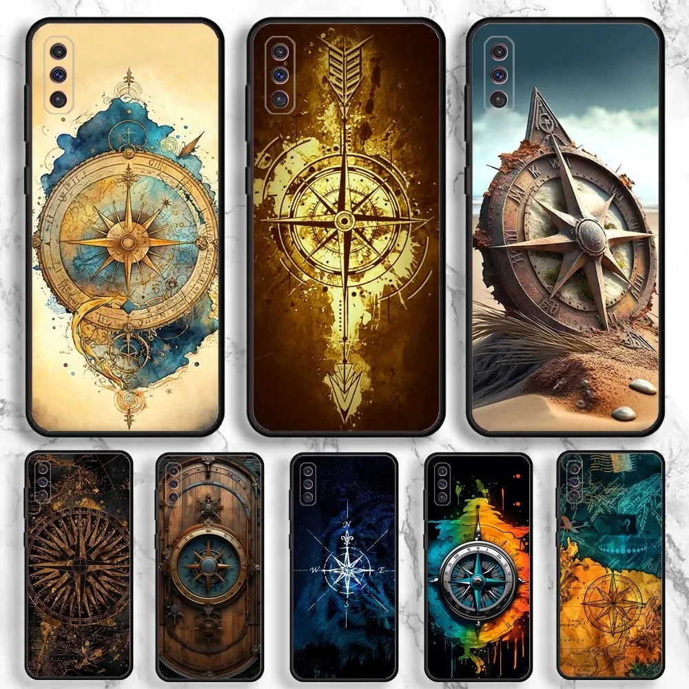 Compass Phone Case For Samsung Galaxy A13,A21s,A22,A31,A32,A52,A53,A71,A80,A91 Soft Black Phone Cover